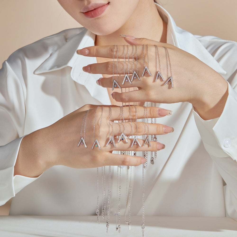 Angela Jewelry]Sparkling "A" Shape Necklace