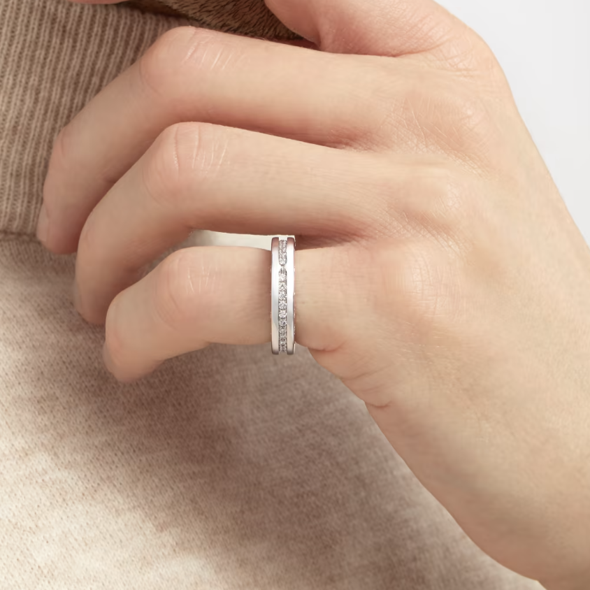 [Angela Jewellery]ZERO 1 ONE-BAND PAVED DIAMONDS ON THE SPIRAL RING