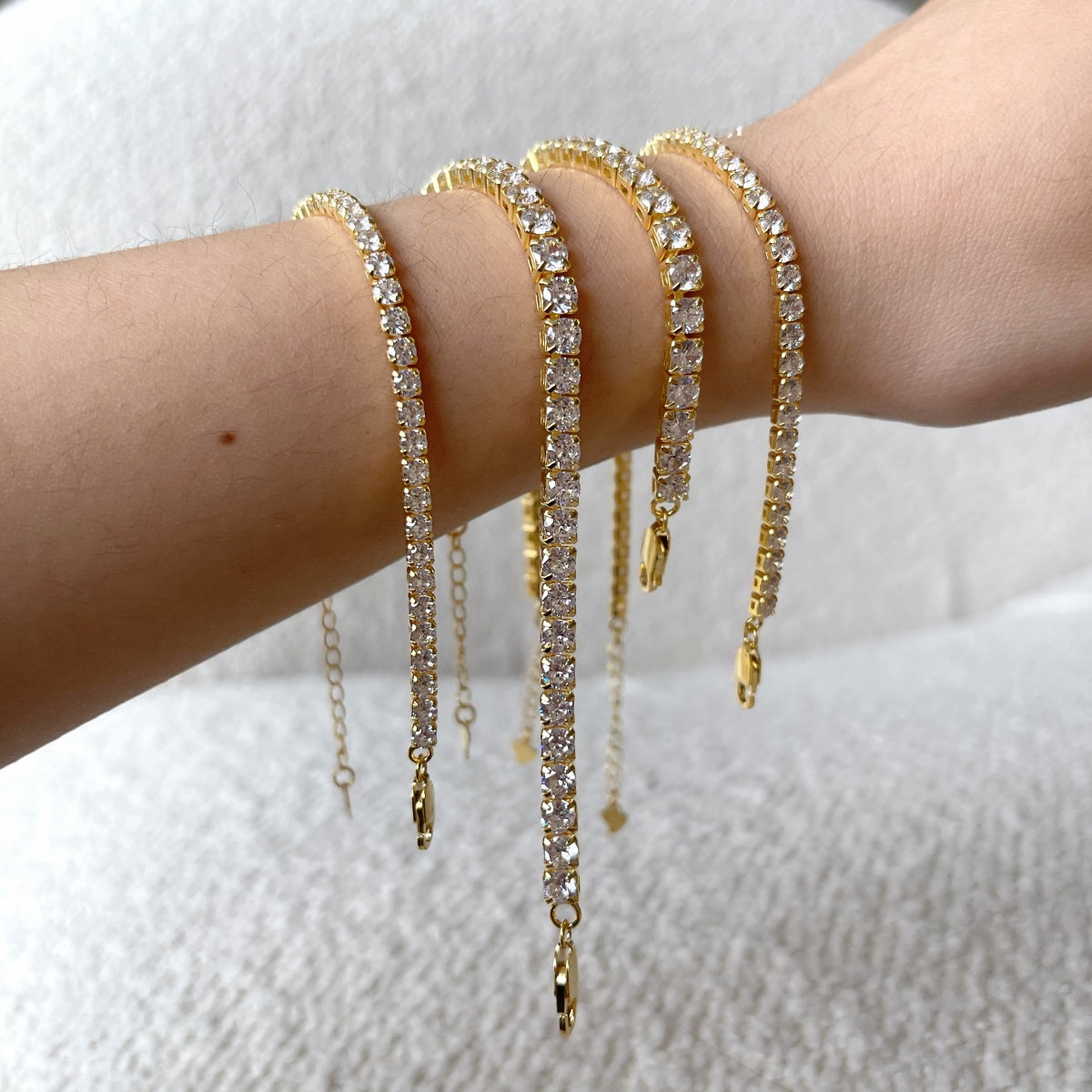 Angela Jewelry]Sparkling Radiant Princess Cut Tennis Bracelet