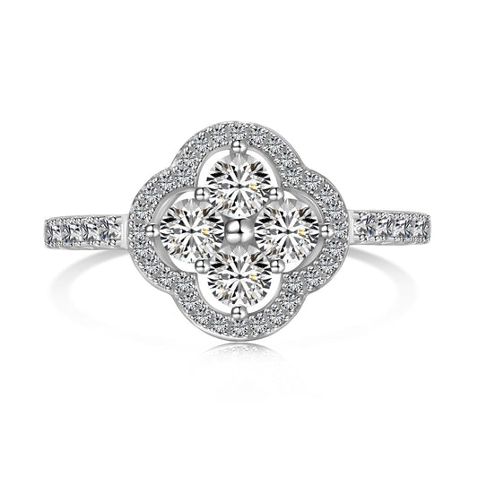 Angela Jewelry]Four Leaf Clover Flower Design Ring
