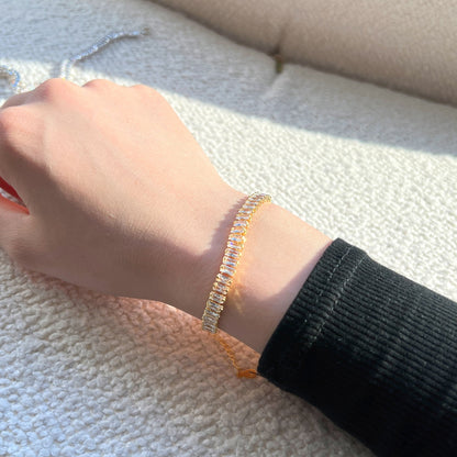 Angela Jewelry]Exquisite Emerald Cut Daily Bracelet