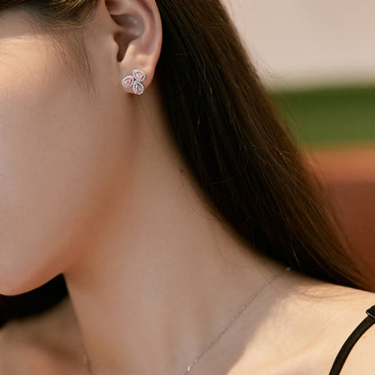 Angela Jewelry]Ornate Flower Shape Pear Cut Lover Earrings