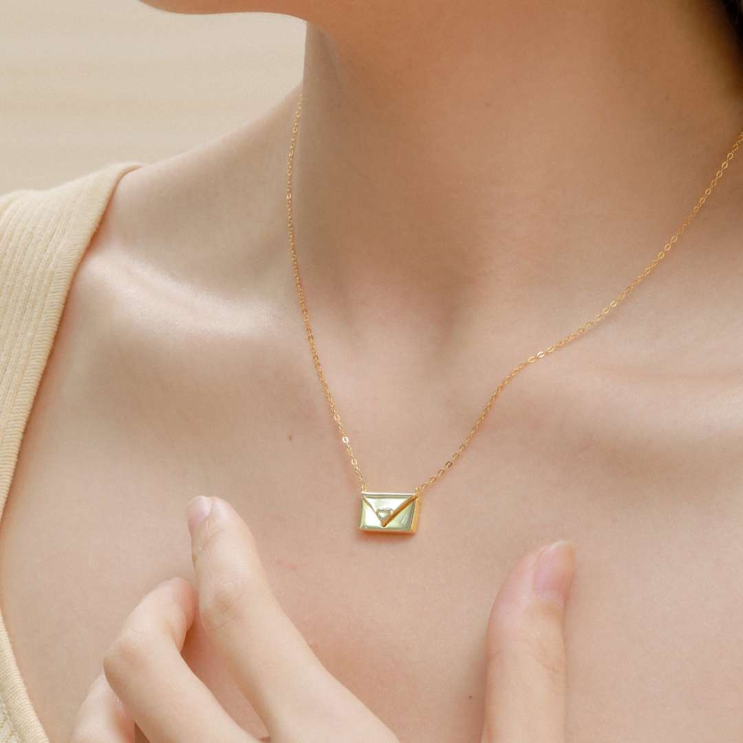 Angela Jewelry]Envelope Heart Shape Mother's Day Necklace