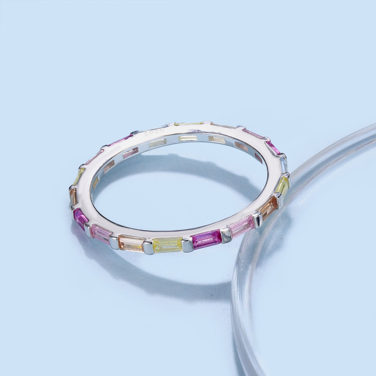 Angela Jewelry]Exquisite Multicolored Emerald Cut Daily Ring