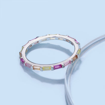 Angela Jewelry]Exquisite Multicolored Emerald Cut Daily Ring