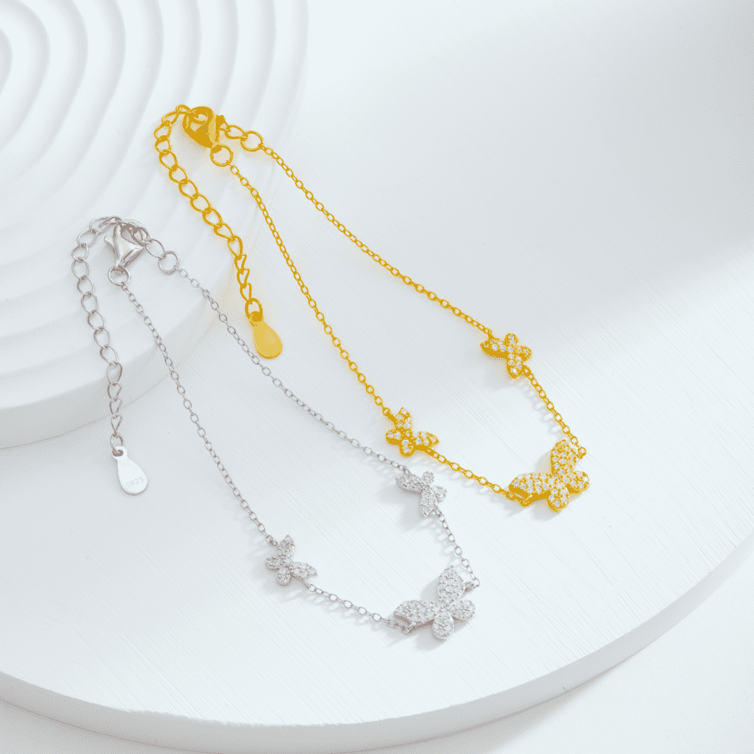 Angela Jewelry]Delicate Butterfly Pendant Bracelet