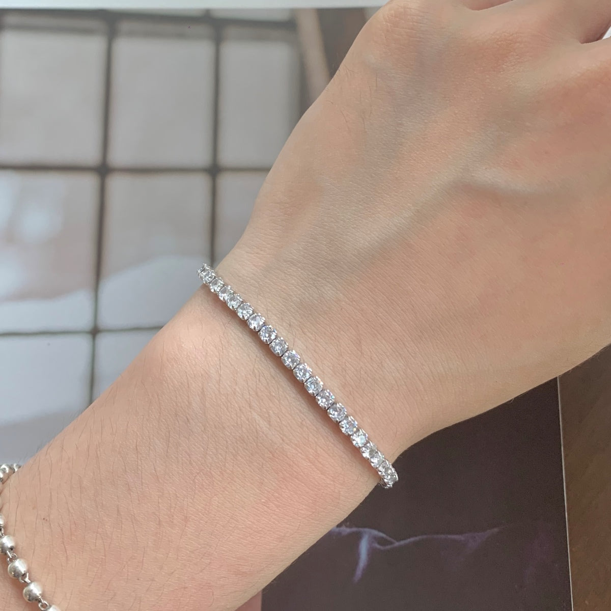 Angela Jewelry]Sparkling Round Cut Daily Bracelet