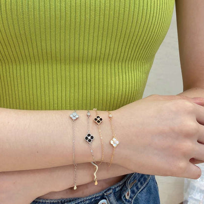 Angela Jewelry]Delicate Four Leaf Clover Bracelet
