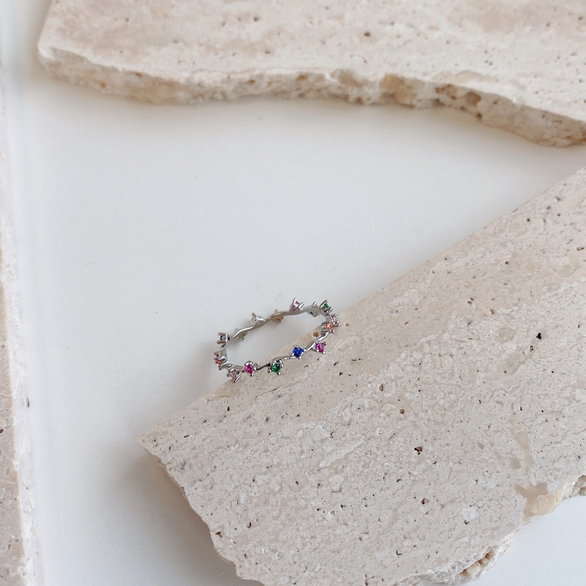 Angela Jewelry]Radiant Colorful Round Cut Daily Ring