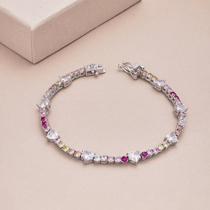 Angela Jewelry]Romantic Heart Shape Round Cut Lover Bracelet