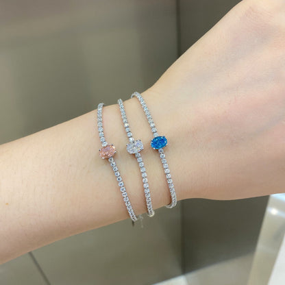 Angela Jewelry]0.75 Carat Exquisite Oval Cut Daily Bracelet