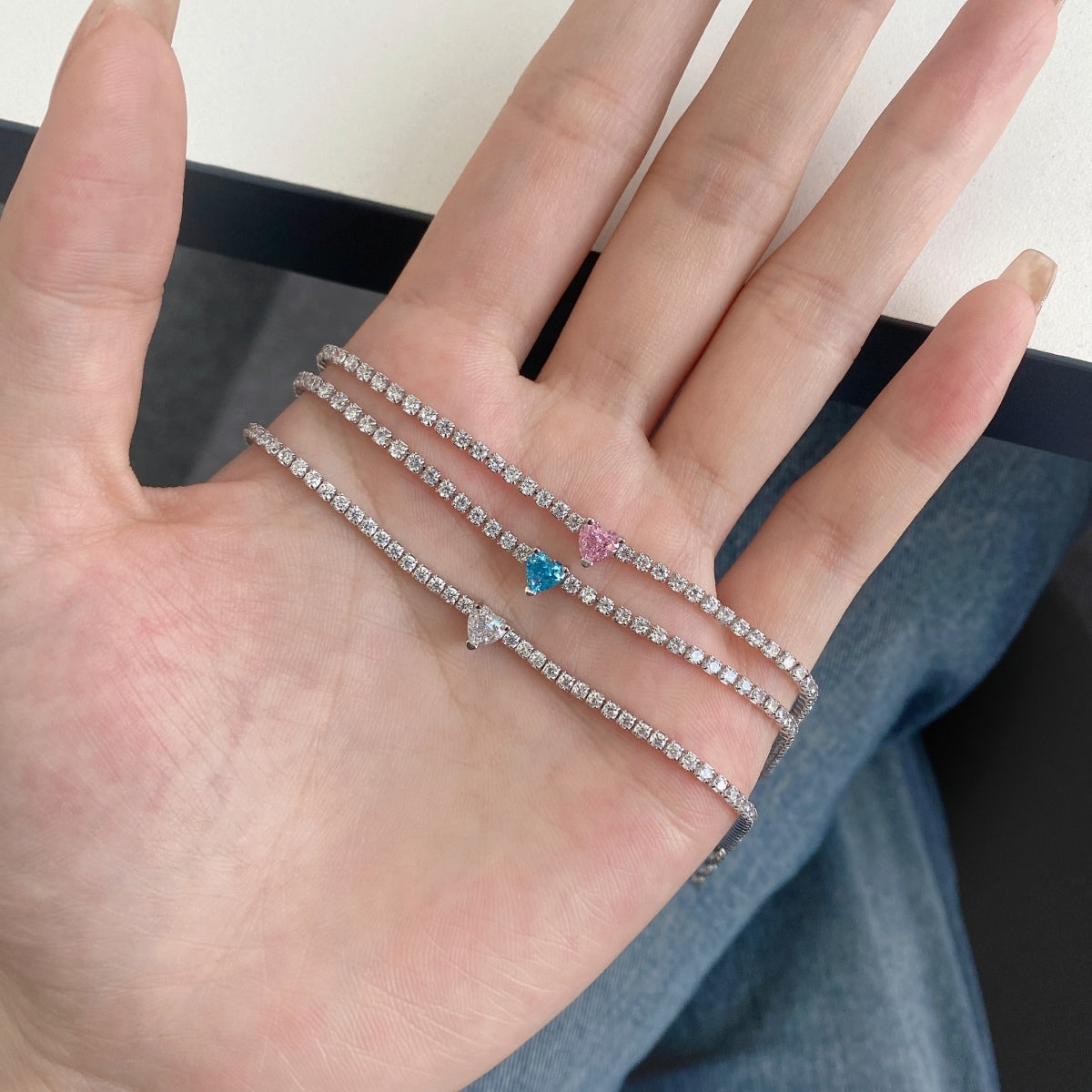 Angela Jewelry]0.5 Carat Elegant Romantic Heart Shape Lover Bracelet