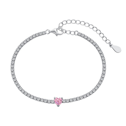 Angela Jewelry]0.5 Carat Elegant Romantic Heart Shape Lover Bracelet