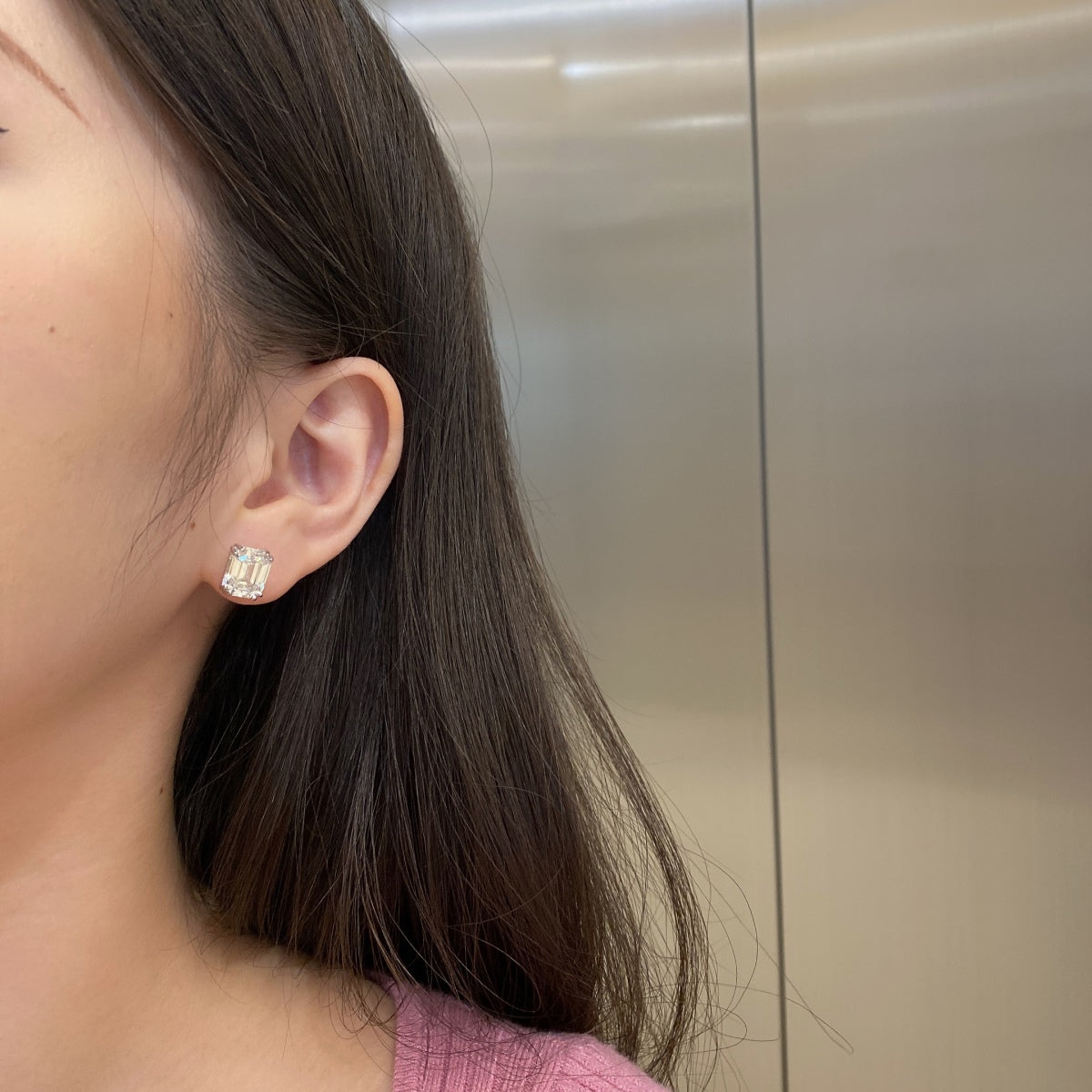 Angela Jewelry]Dazzling Square Shape Earrings