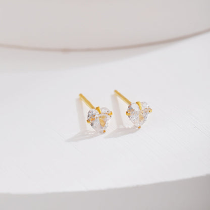 Angela Jewelry]Sparkling Heart Shaped Simple Earrings