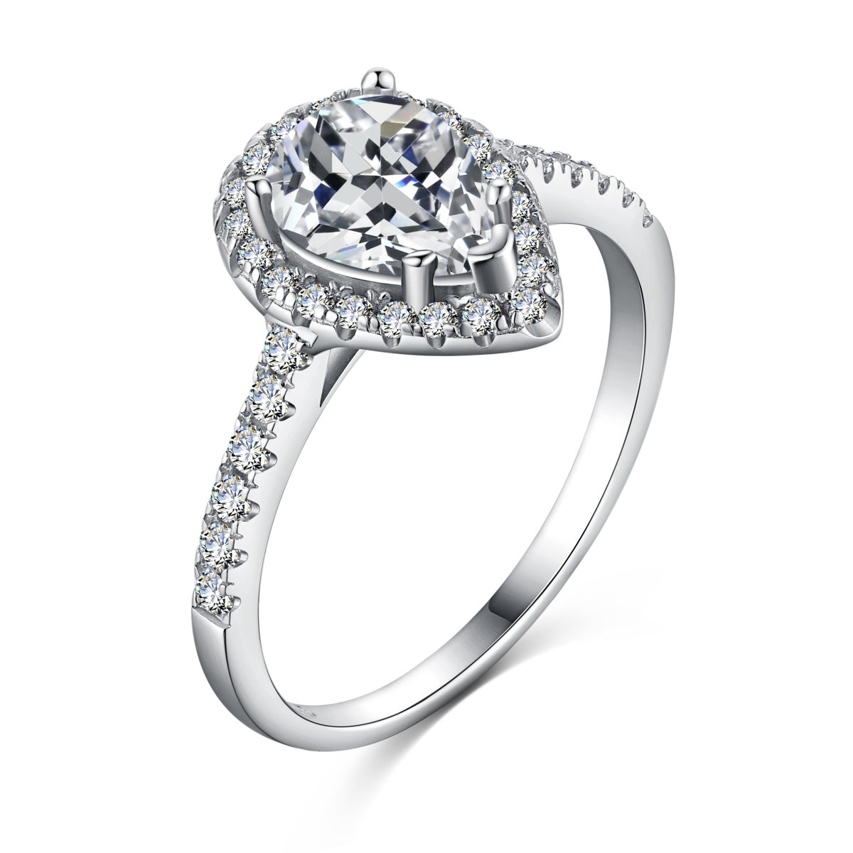 Angela Jewelry]1.0 Carat Luxurious Resplendent Water Drop Shape Wedding Ring