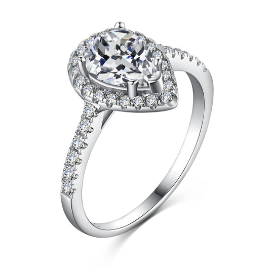 Angela Jewelry]1.0 Carat Luxurious Resplendent Water Drop Shape Wedding Ring