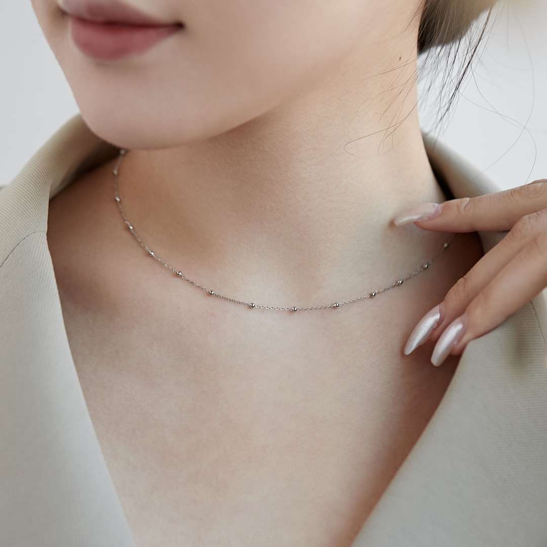 Angela Jewelry]Small Bead Clavicle Chain Simple Necklace