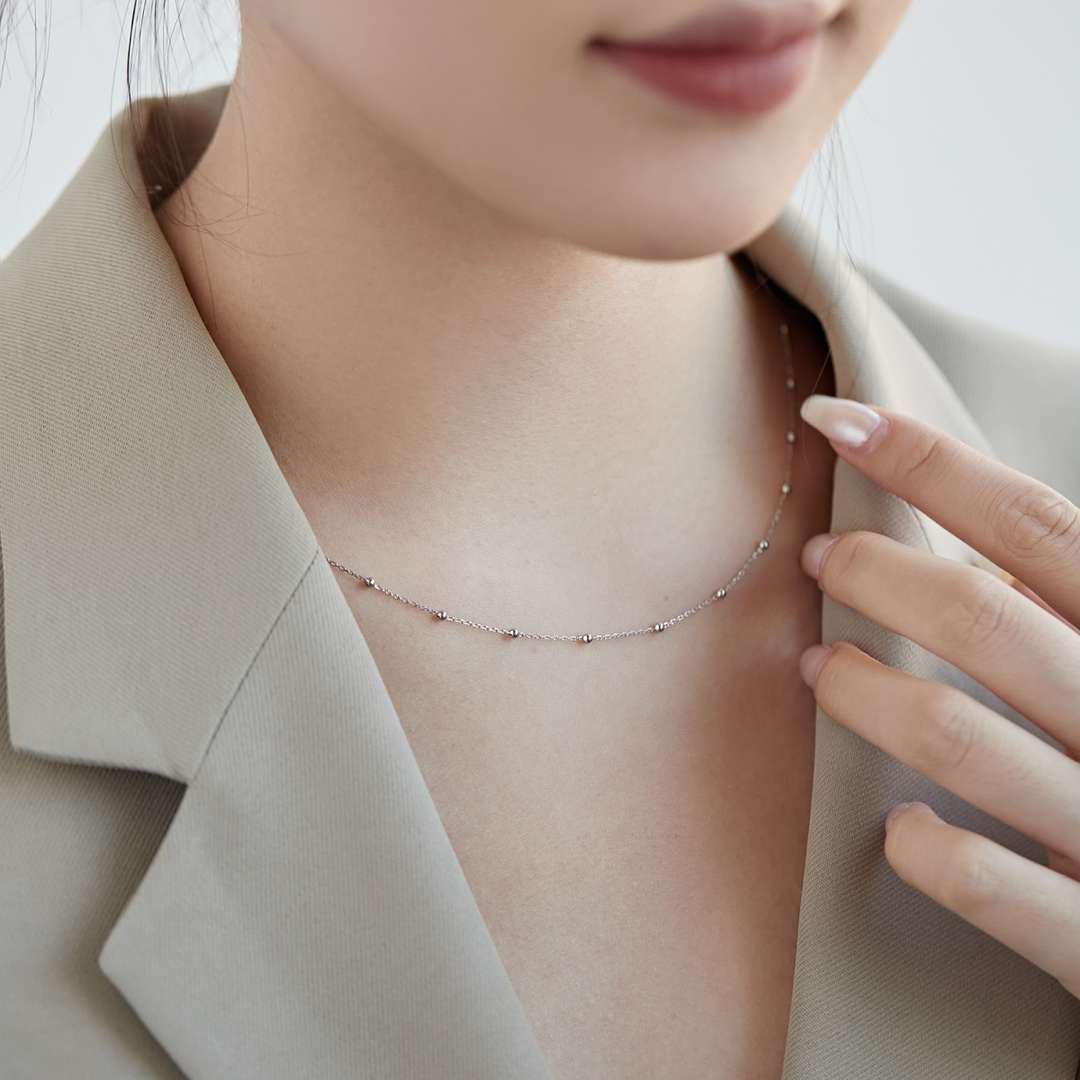 Angela Jewelry]Small Bead Clavicle Chain Simple Necklace