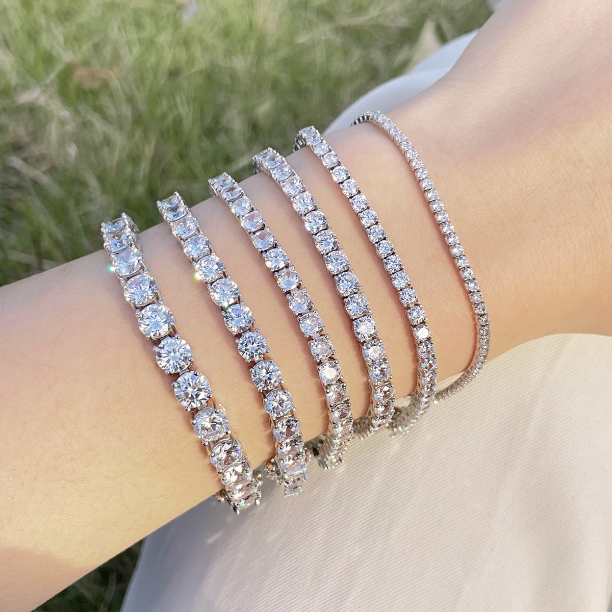 Angela Jewelry]Luxurious Ornate Round Cut Tennis Bracelet