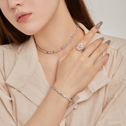 Angela Jewelry]Sparkling Colorful Water Drop Shape Daily Ring