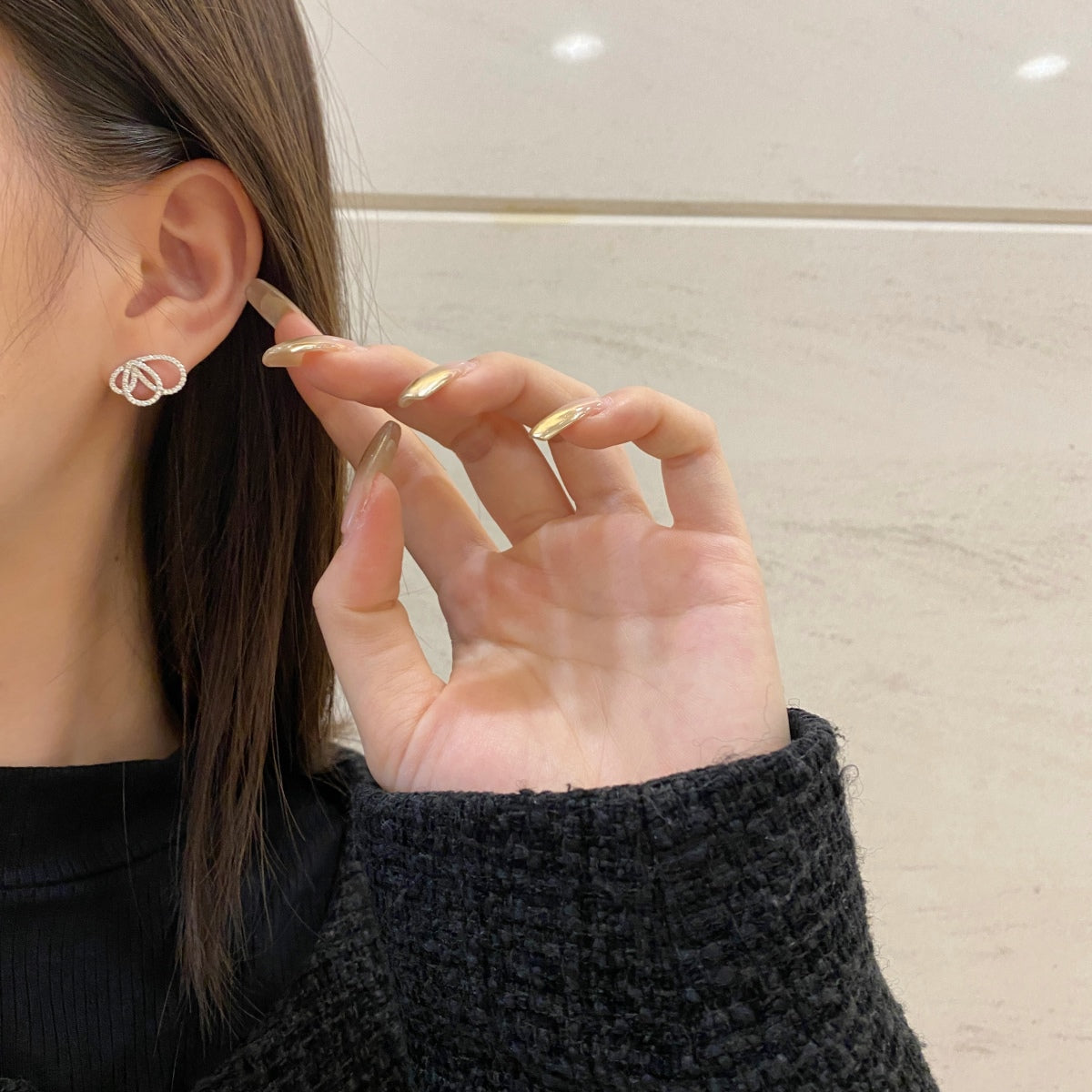 Angela Jewelry]Exquisite Butterfly Shape Earrings