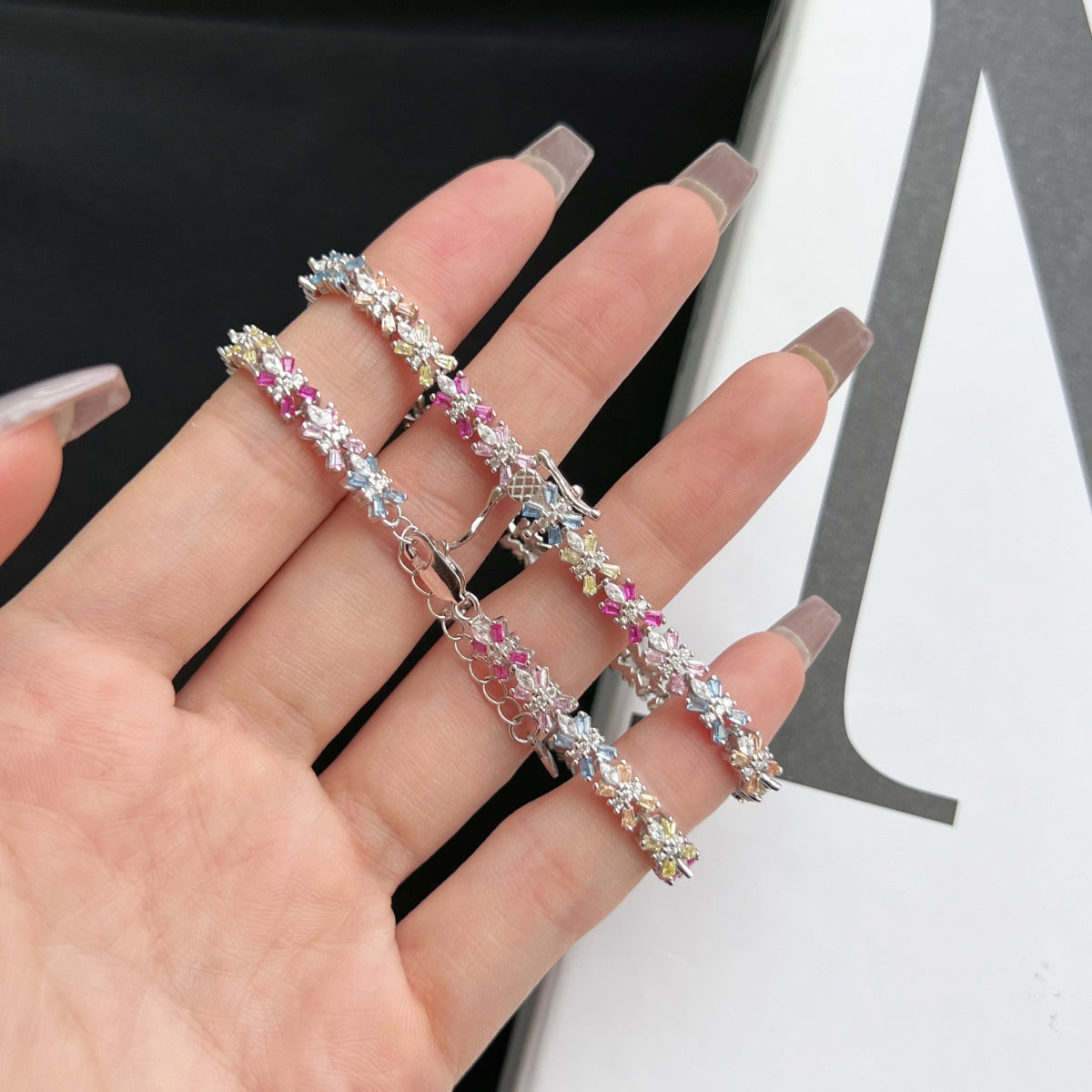 Angela Jewelry]Radiant Colorful Emerald Cut Party Bracelet