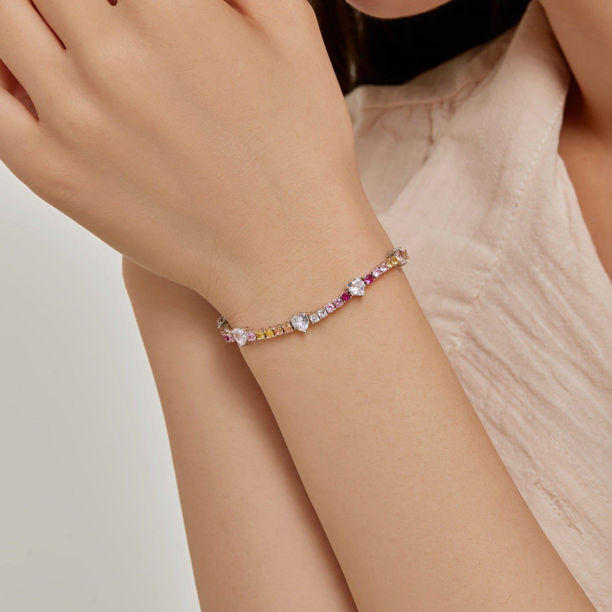 Angela Jewelry]Romantic Heart Shape Round Cut Lover Bracelet