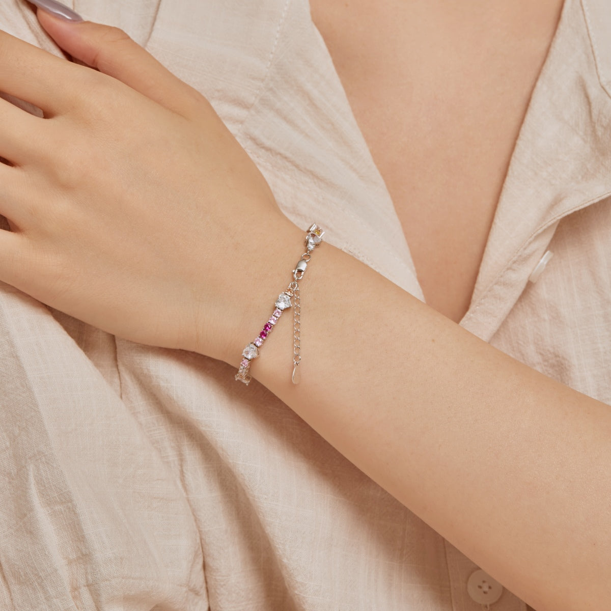 Angela Jewelry]Romantic Heart Shape Round Cut Lover Bracelet