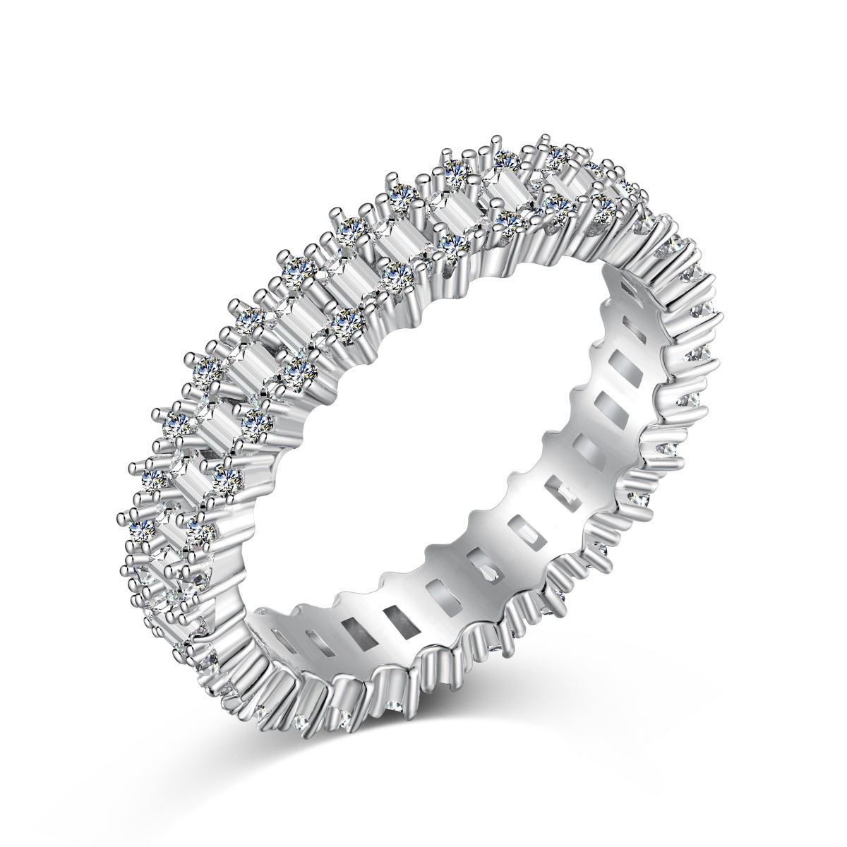 Angela Jewelry]Splashy Ornate Emerald Cut Cocktail Ring