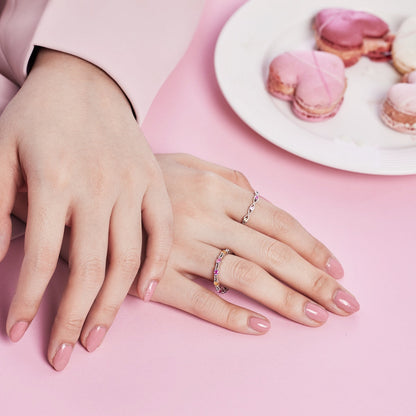 Angela Jewelry]Sparkling Colorful Round Cut Tennis Ring