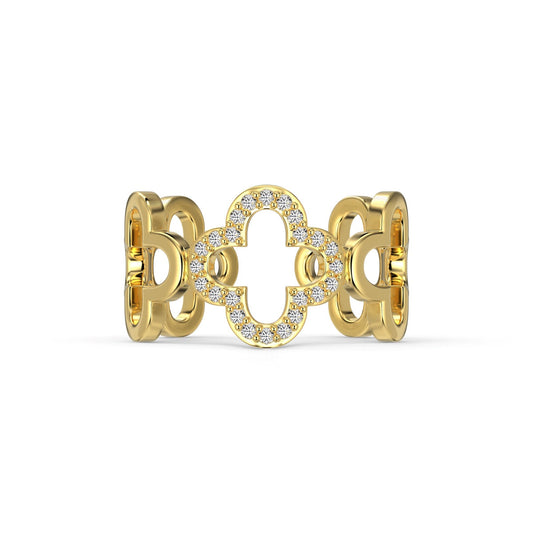 Angela Jewelry]Hollow Design Four-Leaf Clover Flower Shape Ring