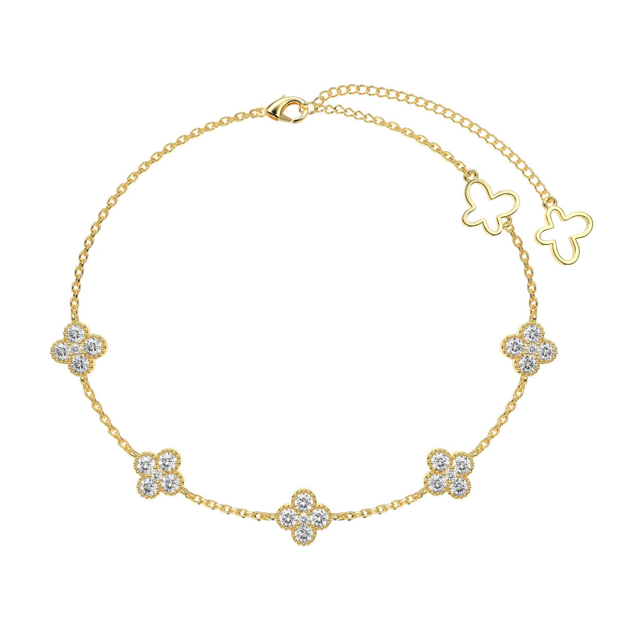 [Angela Jewelry]Four-Leaf Clover Hollow Butterfly Bracelet