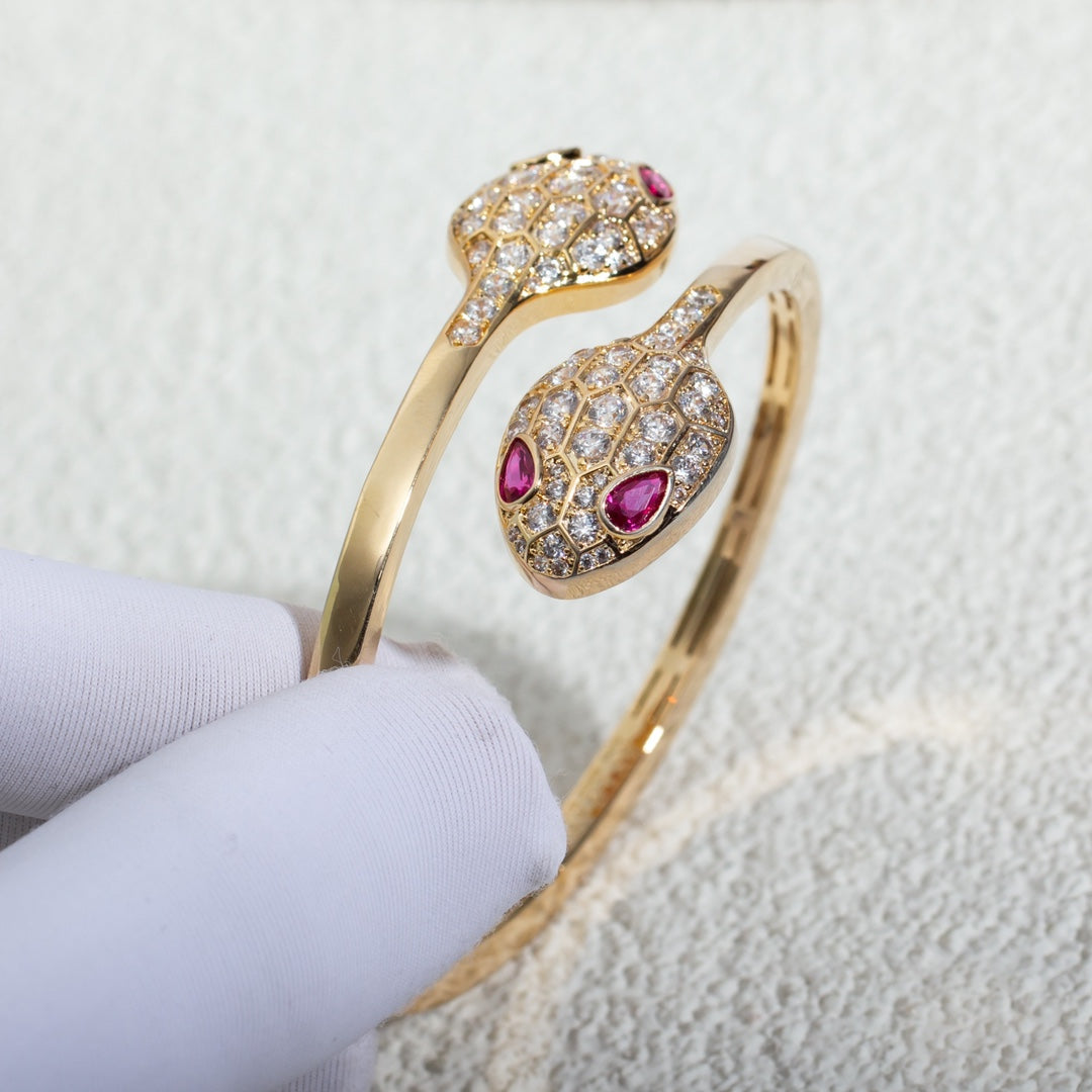 [Angela Jewellery]SERPENTI BRACELET PINK GOLD DIAMOND DOUBLE SNAKE