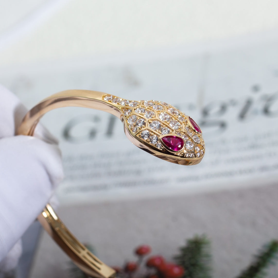 [Angela Jewellery]SERPENTI BRACELET PINK GOLD DIAMOND DOUBLE SNAKE