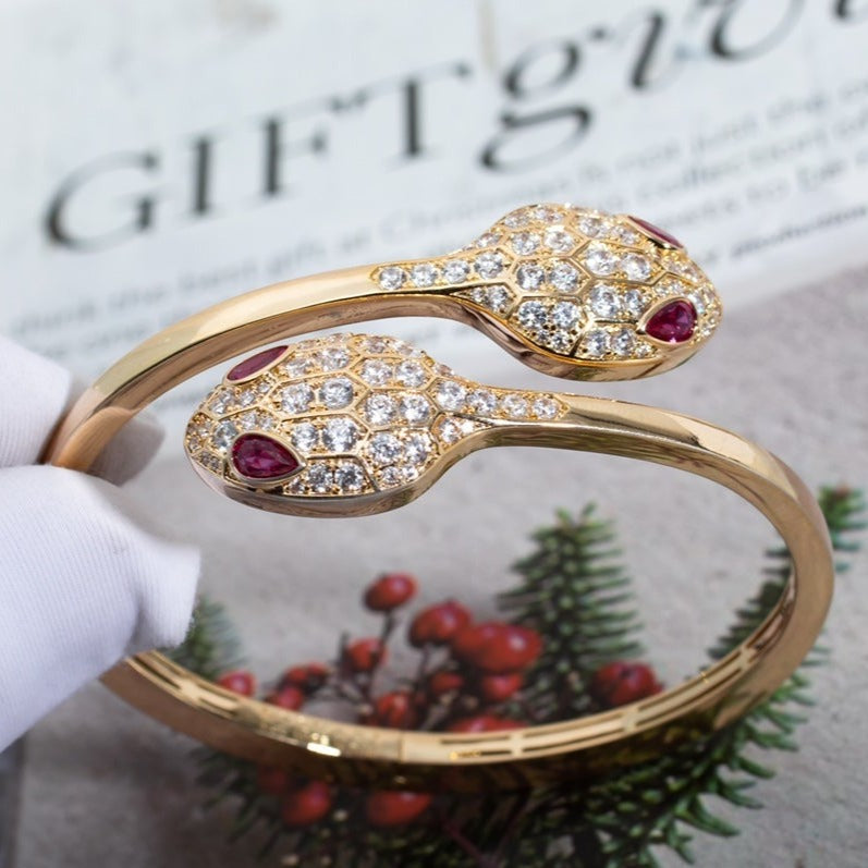 [Angela Jewellery]SERPENTI BRACELET PINK GOLD DIAMOND DOUBLE SNAKE