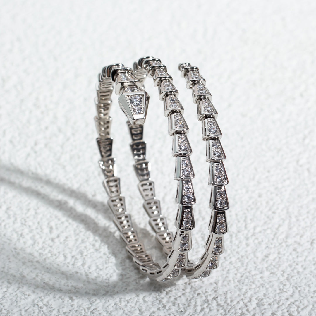 [Angela Jewellery]SERPENTI BRACELET SILVER DIAMOND DOUBLE ROW