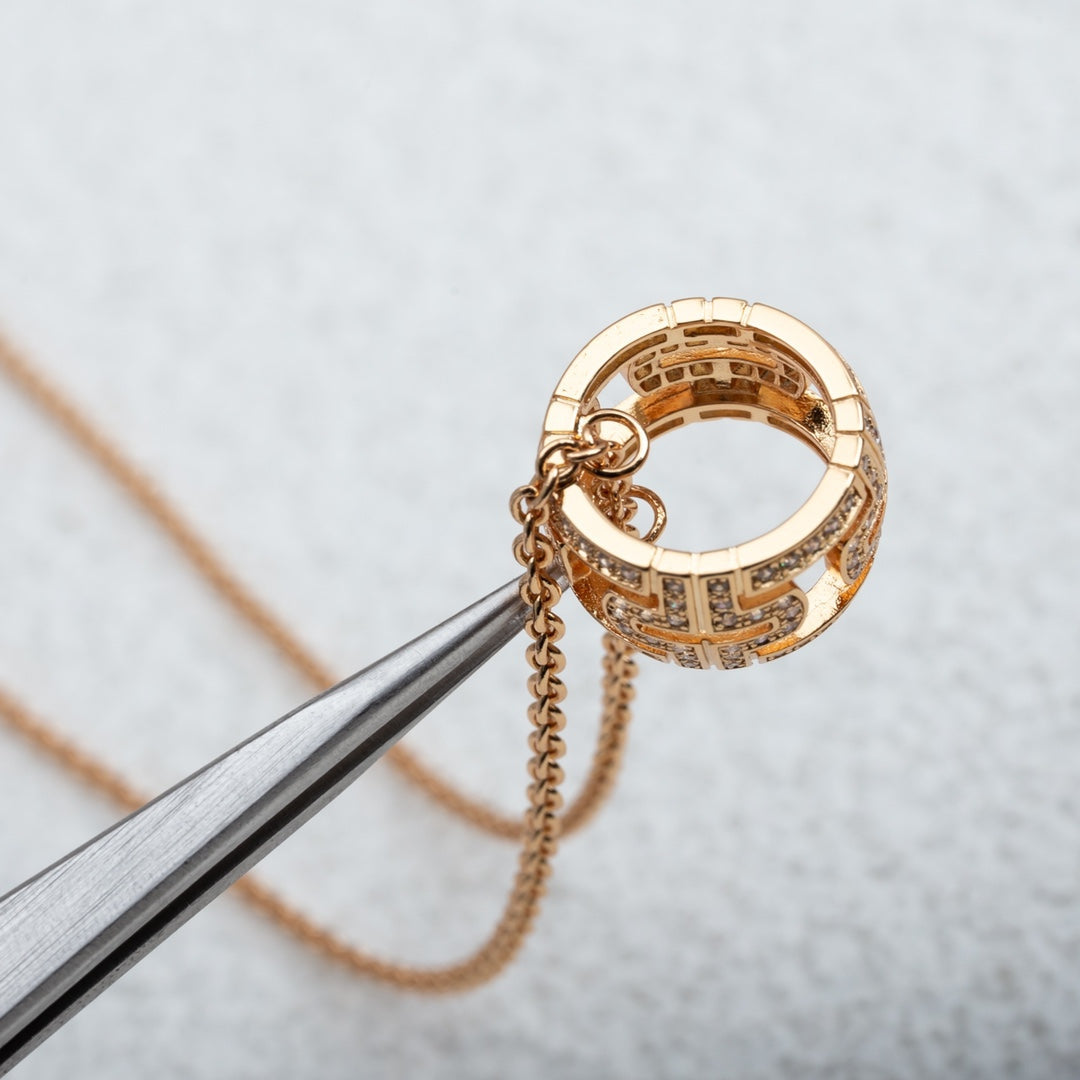 [Angela Jewellery]PARENTESI NECKLACE PINK GOLD DIAMOND