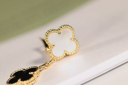 [Angela Jewellery]CLOVER EARRINGS GOLD ONYX MOP 3 MOTIF