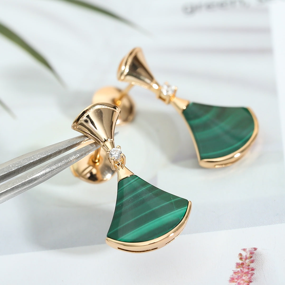 [Angela Jewellery]DREAM MALACHITE PINK GOLD EARRINGS