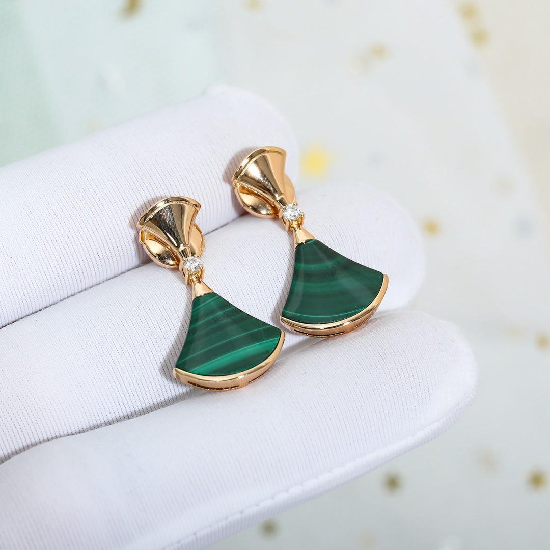 [Angela Jewellery]DREAM MALACHITE PINK GOLD EARRINGS