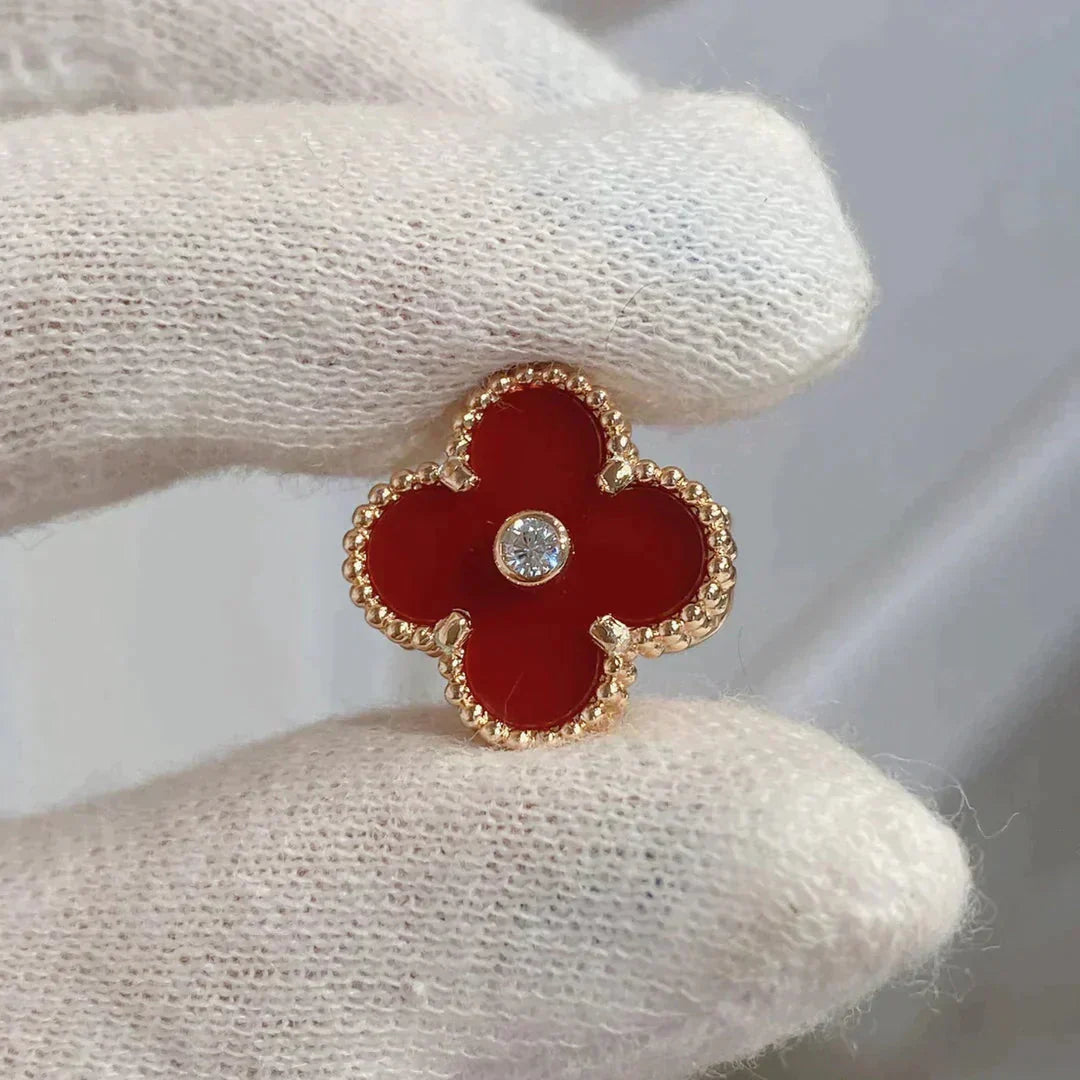 [Angela Jewellery]CLOVER MEDIUM 1 MOTIFS CARNELIAN  DIAMOND earrings