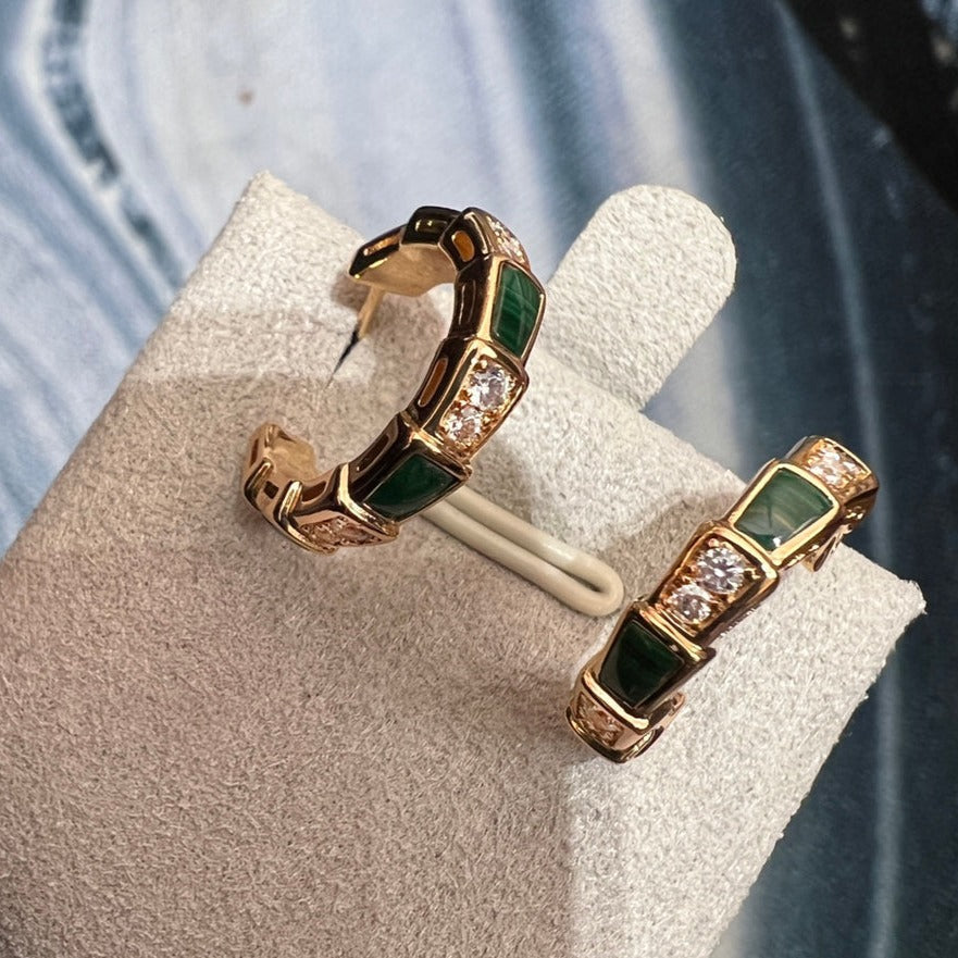 [Angela Jewellery]SERPENTI MALACHITE PINK GOLD EARRINGS