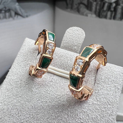 [Angela Jewellery]SERPENTI MALACHITE PINK GOLD EARRINGS