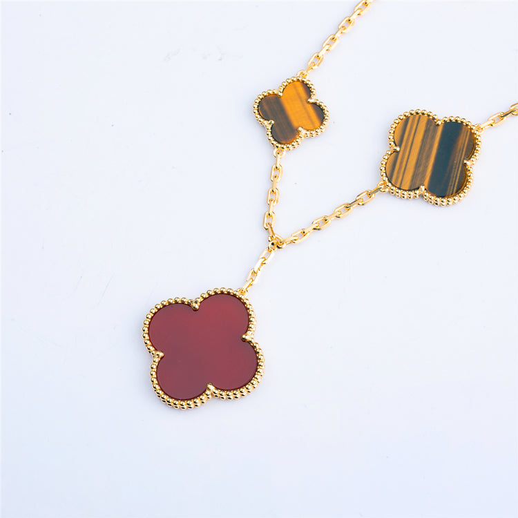 [Angela Jewellery]CLOVER BRACELET 5 MOTIFS CARNELIAN TIGER EYE