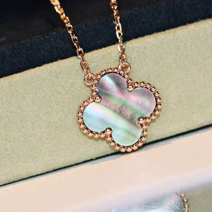[Angela Jewellery]CLOVER 15MM  GRAY MOTHER OF PEARL NECKLACE