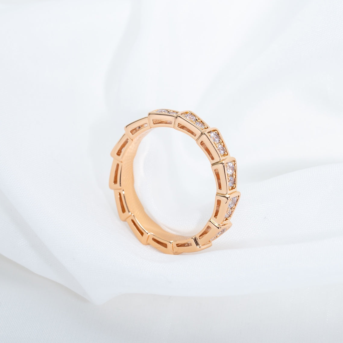 [Angela Jewellery]SERPENTI RING PINK GOLD DIAMOND PAVED 3MM