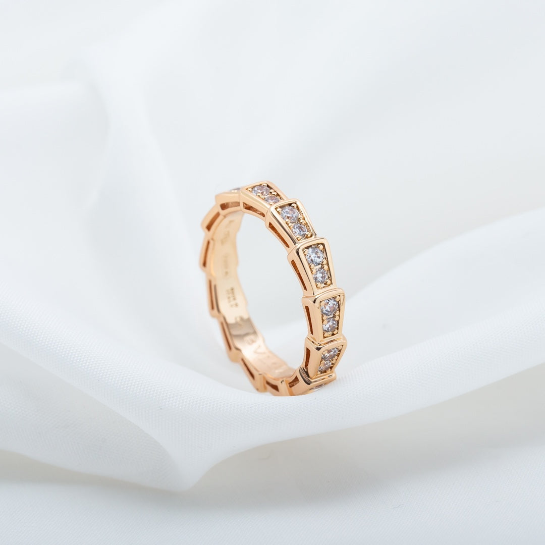 [Angela Jewellery]SERPENTI RING PINK GOLD DIAMOND PAVED 3MM