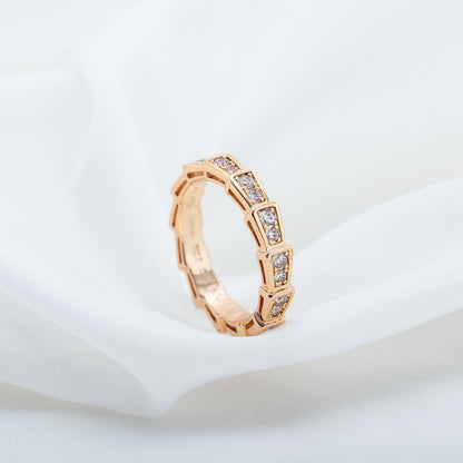 [Angela Jewellery]SERPENTI RING PINK GOLD DIAMOND PAVED 3MM