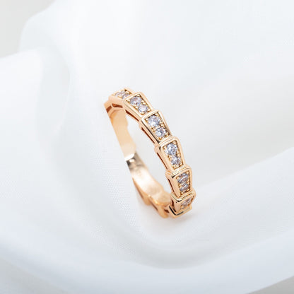 [Angela Jewellery]SERPENTI RING PINK GOLD DIAMOND PAVED 3MM